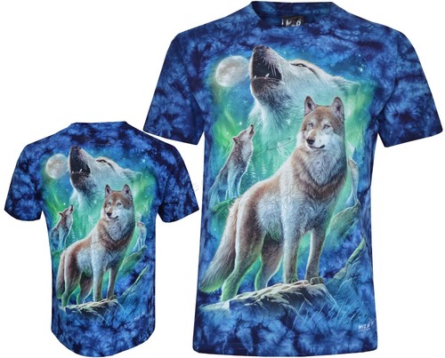 Tie dye shirt wolves howling - t-shirt,