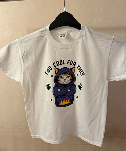 Kids white cotton graphic - , cat