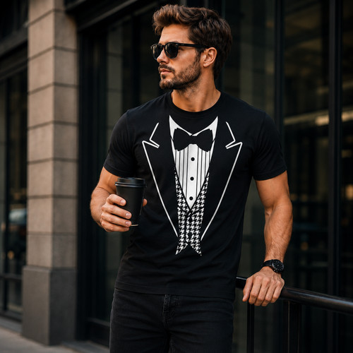 Tuxedo print shirt formal - t, shirt,